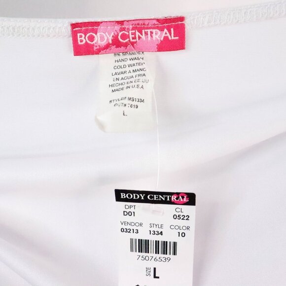 New Body Central Women's L Y2K White Stretch Wide Leg Halter Tie Neck Jumpsuit - Picture 11 of 12